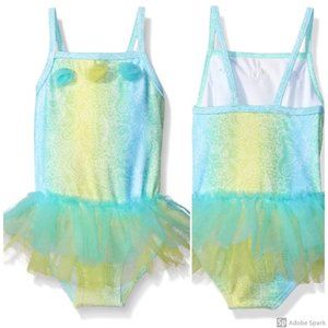 Candlesticks Girls One Piece Skirted Tutu Swimsuit size 2T Blue Green NWT